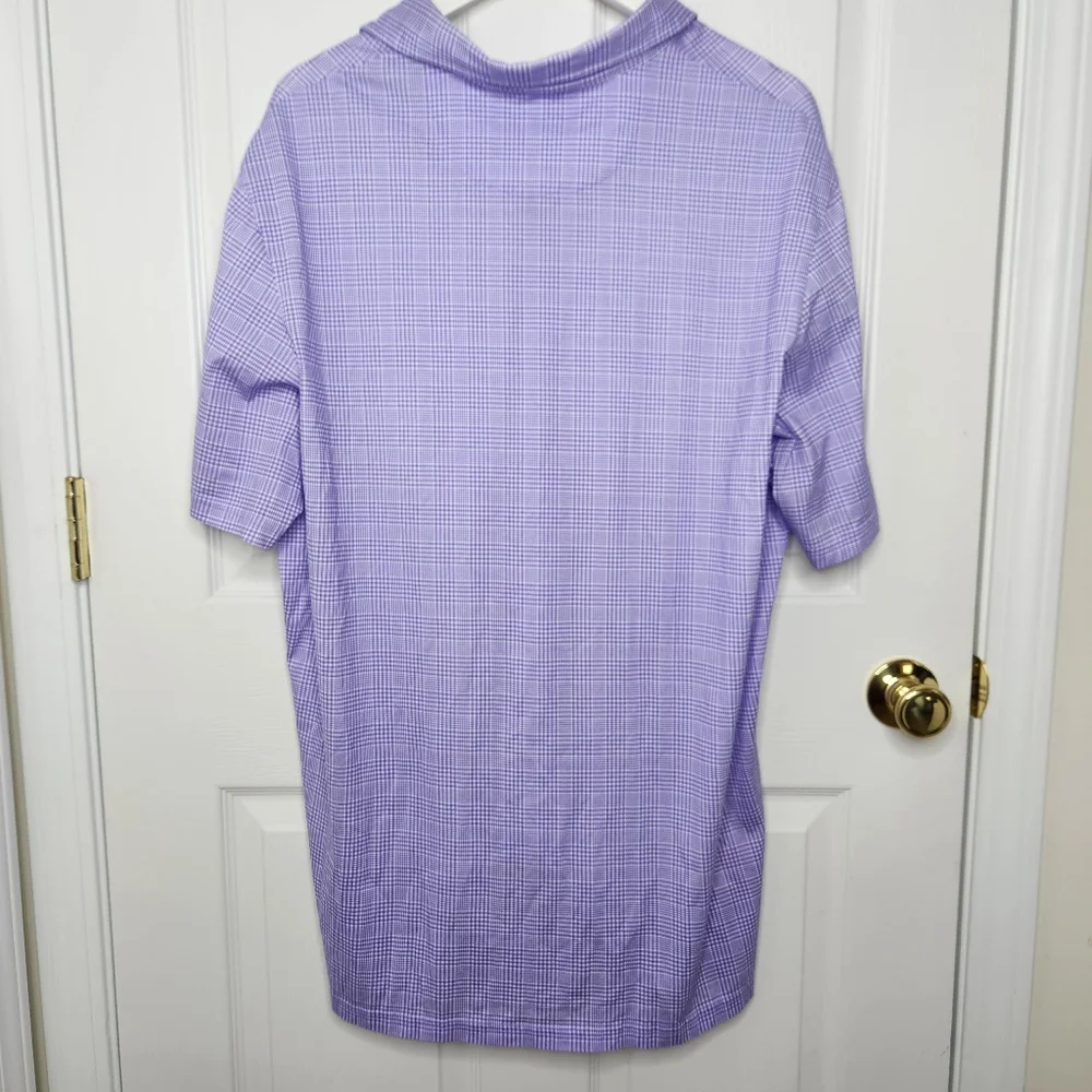 Men's Polo Golf Purple Checkered Polo Golf Shirt 100% Cotton Size XXL - Picture 4 of 6